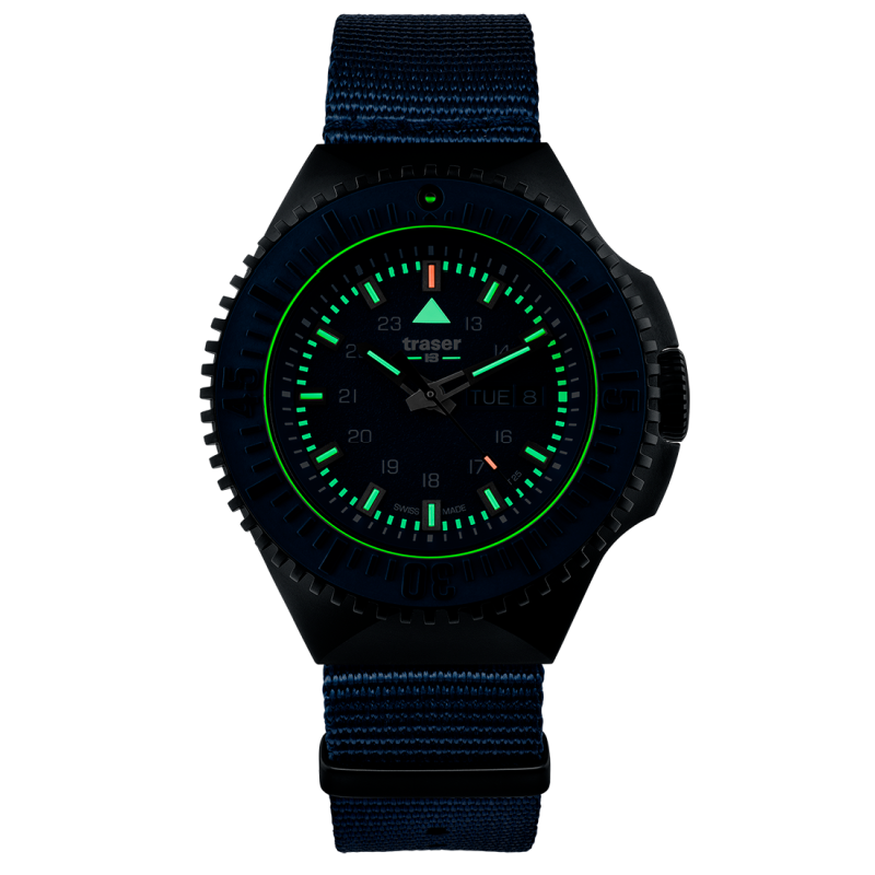 P69 Black Stealth Blue Swiss-Made Tritium Watch 109856