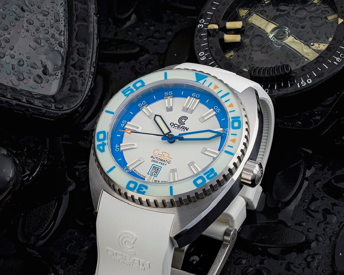Ocean Crawler Core Diver Springtime Full Lume Blue (2 Straps Included)