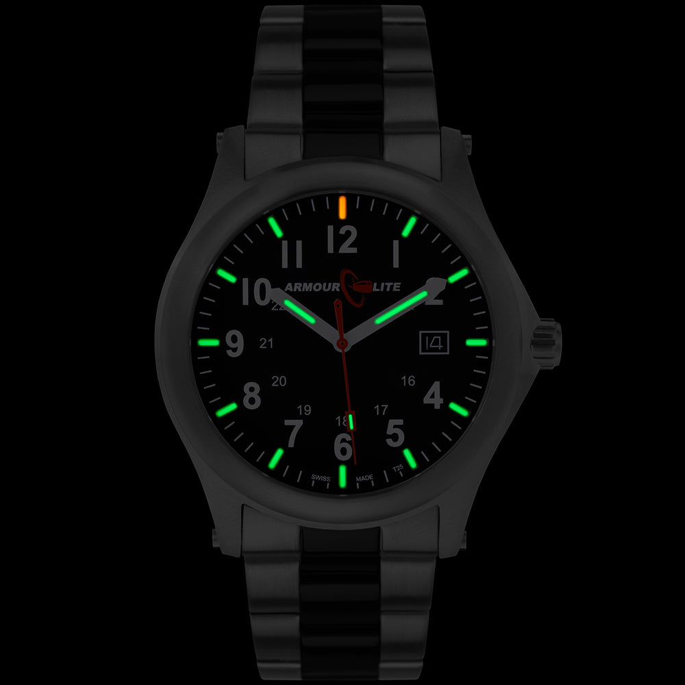 ArmourLite Field Series AL101-BLK Swiss Made Tritium Illuminated Watch with Shatterproof Armourglass