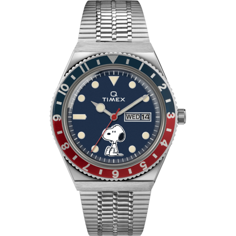 Q Timex Reissue 38mm Stainless Steel Bracelet Watch - Snoopy (TW2U71300ZV)