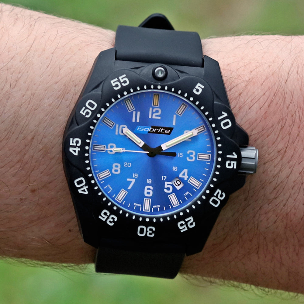 Isobrite ISO353 Valor 39.5mm Midsize Blue T100 Tritium Illuminated Watch